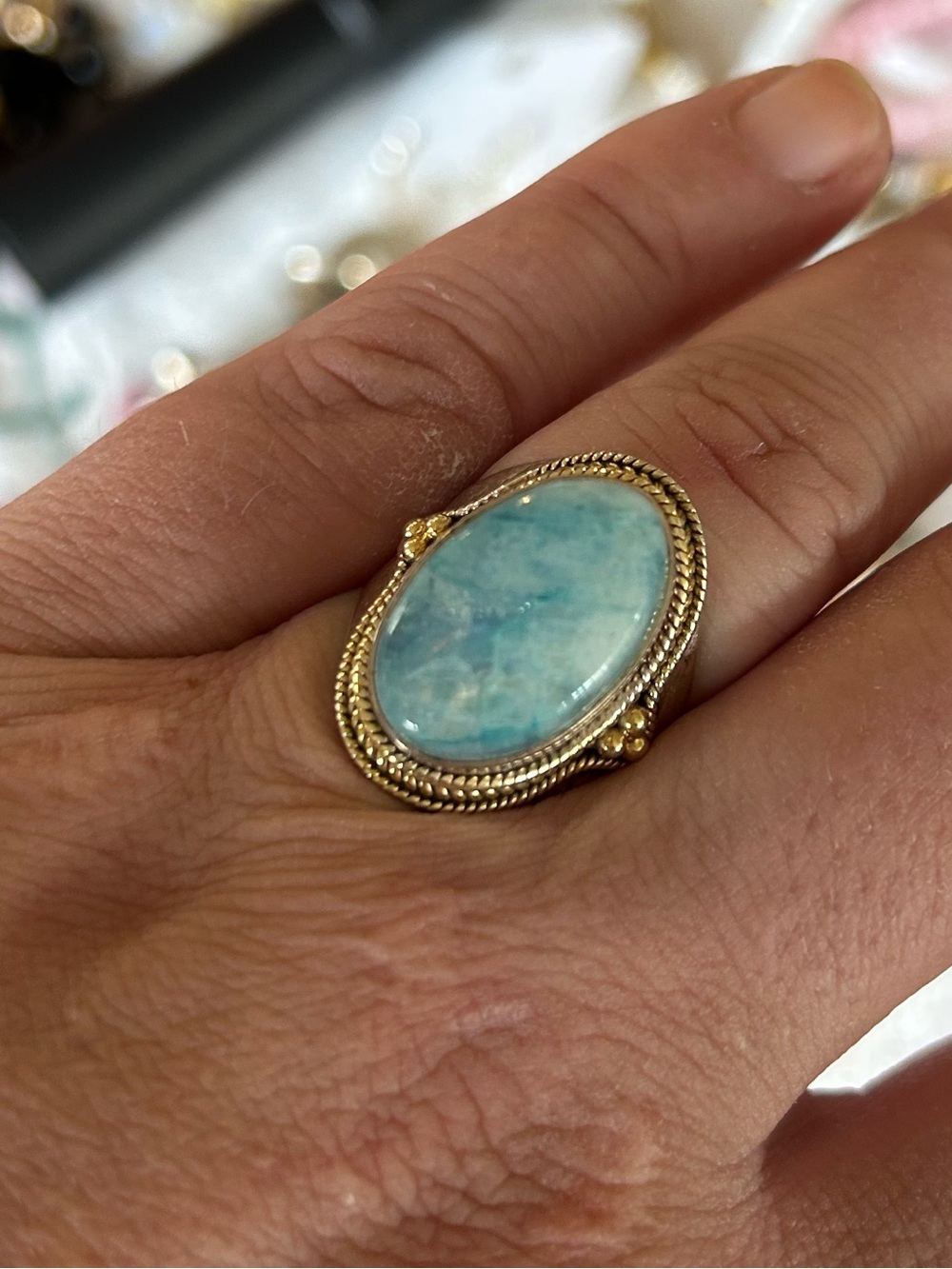 Larimar .925 Silver Ring Size 9